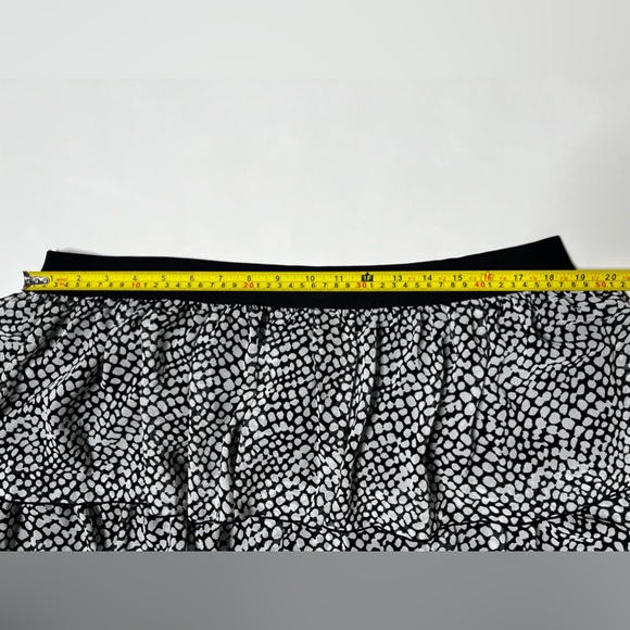 White & Black Polka Dot Tiered Skirt Mini Mid Ruffle Casual Summer Vacation Boho - Picture 10 of 15